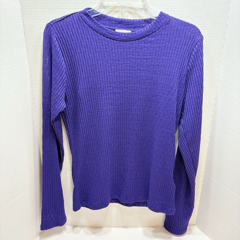 Pilcro Anthropologie Top Women M Purple Textured Rib Layering Long Sleeve